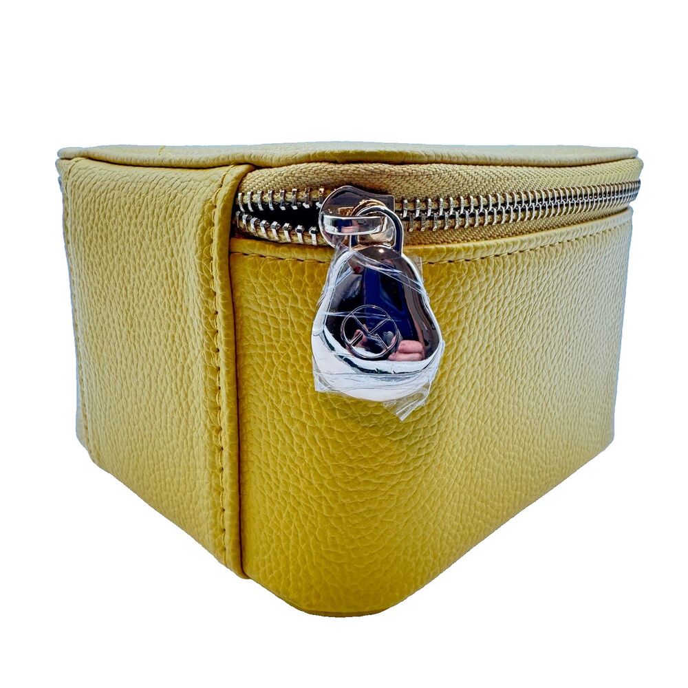 Vlando Travel Jewelry Organizer Case Mustard yellow Zip Box 5 Removable Pouches